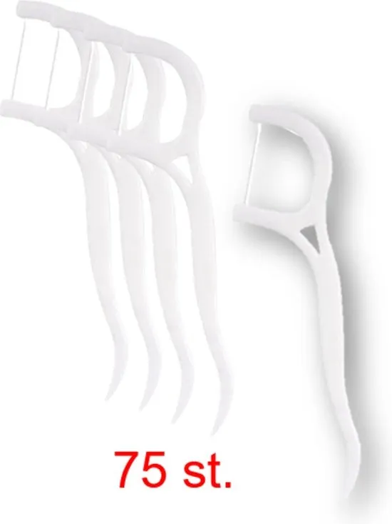 Floss STICKS - Tandenstokers - Flossen - Tanden flossen - Tand - Tanden - Tandenreiniging - Reinigen - 75stuks - Wit - Flossdraad.