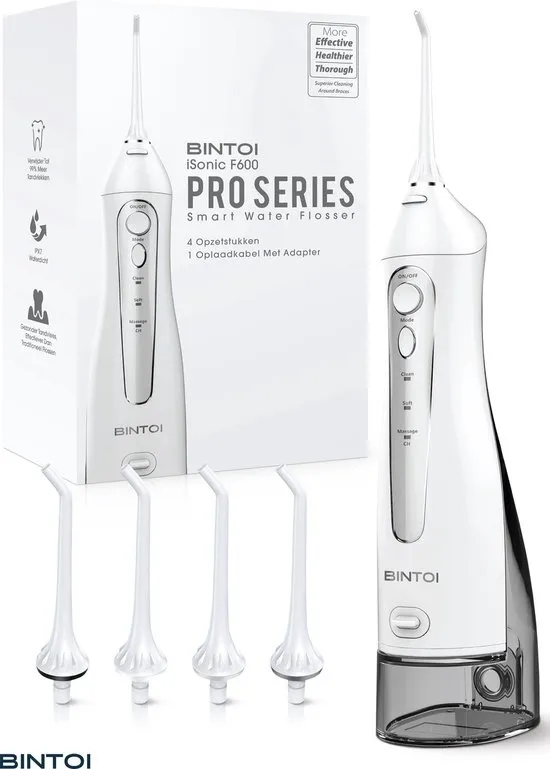 Bintoi iSonic Pro Series F600 - Waterflosser - Monddouche - Flos - Flosser - Waterflosser draadloos - Tanden & Beugels reinigen
