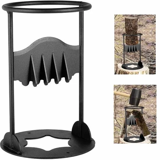 Meedeer Handmatige houtsplijter-Houtklover-Brandhoutsplijter-Gietijzer-Zwart-Klein-Houtkliever-Robuust-21*31cm-Voor open haard-huis en camping