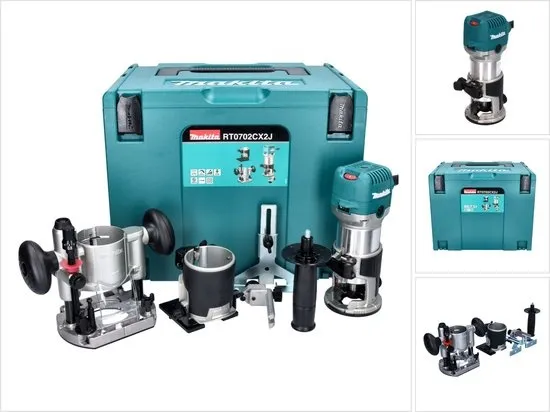Makita RT0702CX2J - Freesmachine, bovenfrees, trimmer in Mbox- Zilver - 710W - 8mm