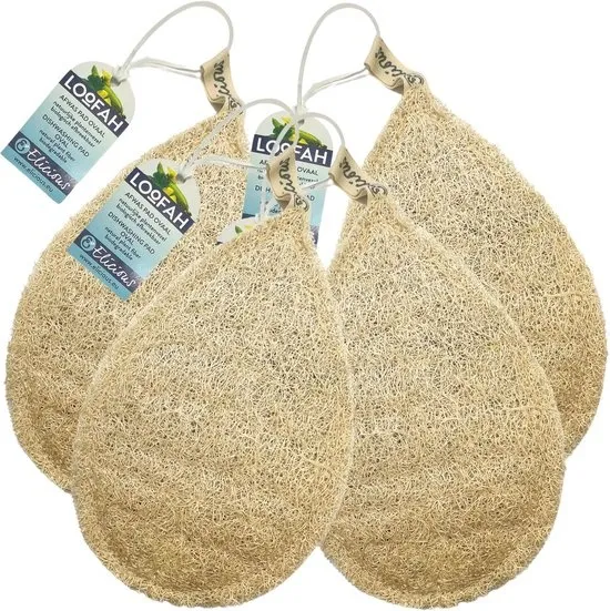 Elicious® - Loofah - Afwas Pad - Ovaal - Set van 4 stuks - 100% Natuurlijk - Plantaardig - Biologisch Afbreekbaar - Afwasspons - Keukenspons - Natuurspons - Schuurspons - Plasticvrij - Duurzaam - Dierproefvrij - Vegan - Herbruikbaar