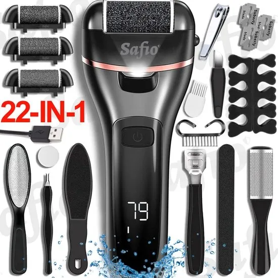 XV-7 - Elektrische Eeltverwijderaar - Professionele Eelt verwijderaar - Callus remover - voetvijl - Eeltrasp - Eeltvijl voeten - 15-delige pedicure set - Likdoorn - Eksteroog - IPX7 - USB Oplaadbaar - Eeltverwijderaars - Eeltschraper - Eeltmesjes