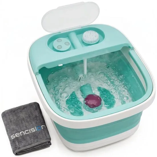 Sencision Voetenbad met Verwarming, Bubbels en Massage - Elektrisch Voetbad - Opvouwbaar - Voetenbaden - Tot 41°C - Mintgroen