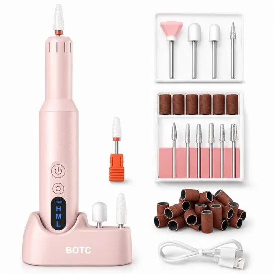 BOTC Elektrische Nagelvijl met Oplaadstation - Nagelfrees - Draadloos en Oplaadbaar - Nagelvijl - Manicure & Pedicure set - Roze