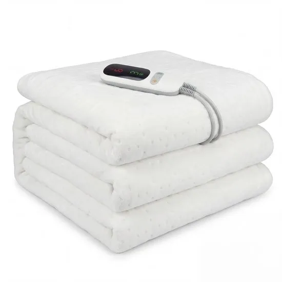 Elektrische Onderdeken 190x90 cm - 6 Warmtestanden - Instelbare Timer - Fleece Warmtedeken Elektrisch - Electrische Deken 1 Persoons - Wit - Silvergear