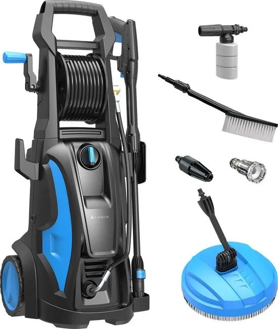 Lugia Hogedrukreiniger Pro - 185 bar - 2200W - 550 L/H - Bundel Pakket met Terrasreiniger - Roterende Borstel en Turbo spuitmond