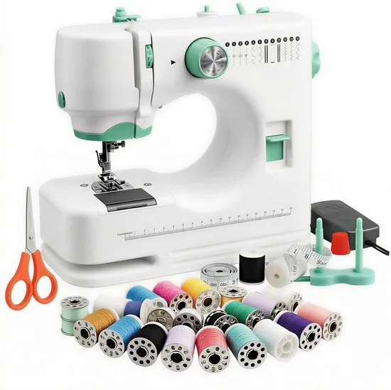 Naaimachine Voor Beginners - Draagbare Elektrische Naaimachine - 12 Ingebouwde Steken - Voetpedaalbediening Voor Doe-Het-Zelf Knutselprojecten En Reparaties
