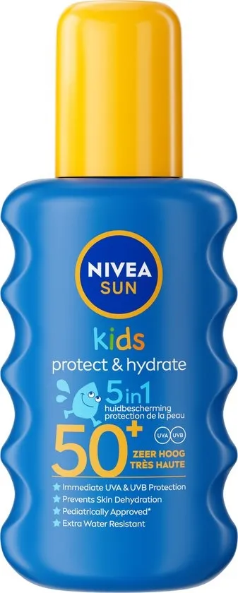 NIVEA SUN Kids Protect & Hydrate Zonnebrand Spray - SPF 50+ - Zonnespray - Met Amandelolie - Hydrateert - 200 ml