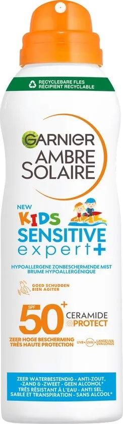 Garnier Ambre Solaire Kids Sensitive Expert+ Hypoallergene Zonbeschermende Mist SPF50+ - voor de Gevoelige Huid met Ceramide Protect - 150 ML