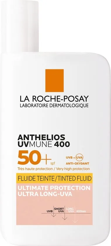 La Roche-Posay Anthelios UVMune 400 Getinte Zonnebrand Fluide SPF50+ Gezicht 50 ml – Met Mexoryl 400