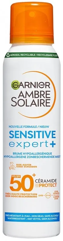 Garnier Ambre Solaire Sensitive Expert+ Hypoallergene Zonnebrand Mist SPF50+ - voor de Gevoelige Huid met Ceramide Protect - 150 ML