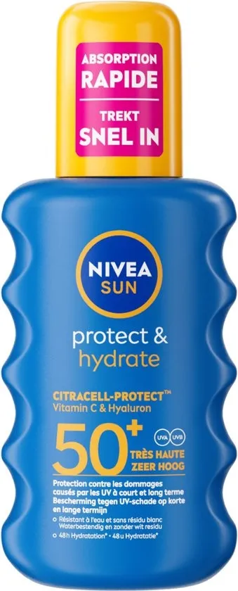 NIVEA SUN Protect & Hydrate Zonnebrand Spray - SPF 50 - Zonnespray - Hydrateert - Met Vitamine C - 200 ml