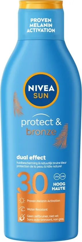 NIVEA SUN Protect & Bronze Zonnebrand SPF 30 - Zonnecrème - Met Pro-melanine Extract - Beschermt en Ondersteunt een Bruine Kleur - Zonnebrandcrème - 200 ml