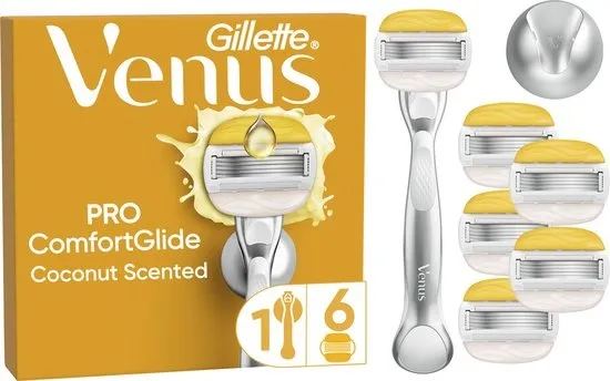 Gillette Venus Pro ComfortGlide Coconut Scheermesjes Voor Vrouwen - Handvat + 6 Scheermesjes + Douchehouder