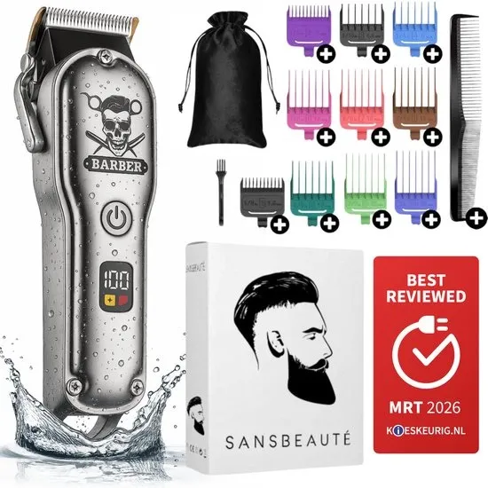 Professionele Draadloze Tondeuse - Sansbeauté - Tondeuse Mannen Hoofdhaar - Cheveux Haar - Haartrimmer - Kapper Haar Machine - Haartondeuse - Trimmer Baard - Barber Set - Barbe Hair Clipper - Kapper Trimmer - Kappersset