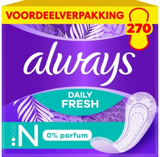 Always Daily Fresh Normal Inlegkruisjes - 0% parfum - 3 x 90 Stuks