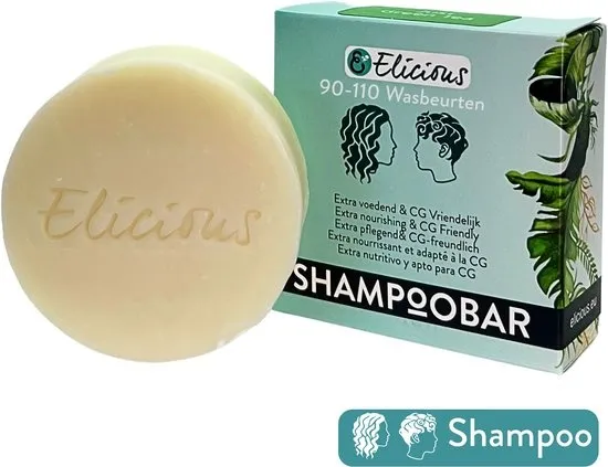 Elicious® - Shampoo Bar - Groene Thee - CG Vriendelijk - Curly Girl - Natuurlijke Shampoo - SLS vrij - Plasticvrij - Vegan - Halal - Dierproefvrij