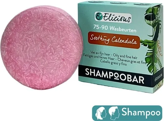Elicious® - Shampoo Bar - Vet Haar - Calendula - Natuurlijke Shampoo - SLS vrij - Plasticvrij - Vegan - Dierproefvrij