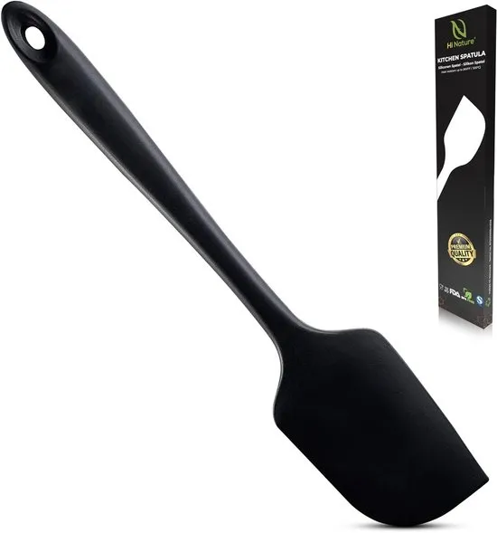 HI NATURE™ Spatels - Spatel silicone - Siliconen spatel BPA vrij - Spatula - Spatelset - Keukenspatel - Pannenlikker - Bakspaan - Keukengerei - Roeren | hittebestendig - Anti-aanbak - Keuken gerei (Zwart)