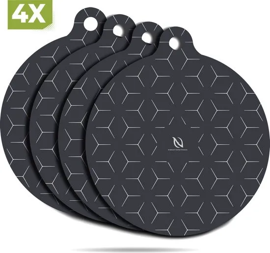 HI NATURE™ Inductie Beschermer set 4 Stuks - Inductie matjes rond - Pannenonderzetter - Hittebestendig tot 280 °C - Panbeschermers - Onderzetters Pannen - Inductie Afdekplaat - Afdekplaat Voor Kookplaat - Inductie mat - 100% BPA Vrij (Zwart)