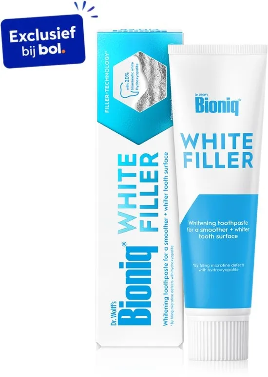 Bioniq White Filler Tandpasta – Zachte whitening met 20% kunstmatig wit tandglazuur, hydroxyapatiet – beschermt &amp; versterkt – fluoridevrij – 1x 100 ml