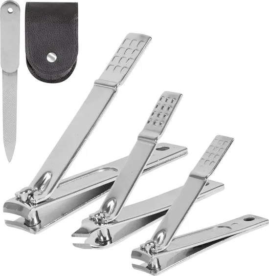 Nuvance Nagelknipper - 4 in 1 - Incl. Nagelvijl - Nageltang - Teennagelknipper - Kalknagel - Zilver