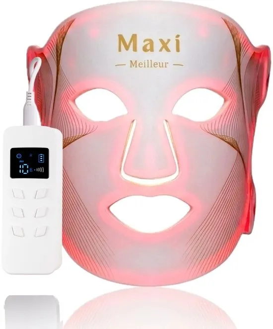 Maxi Meilleur® led masker lichttherapie - Nova series Red Light Therapy - Led Face mask white - huidverjongingsapparaat gezicht - rood licht therapie - infraroodtherapie - collageen masker - LED Gezichtsmasker