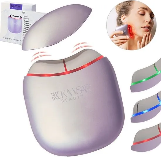 Premium EMS Gua Sha Gezichtsmassage apparaat & Huidverjongingsapparaat met Blauw, Groen & Red Light Therapy - Depuff, Contour, Verjong & Anti-Rimpel - Facelift apparaat- LED Masker - Gezichtsroller - Voor Alle Huidtypes