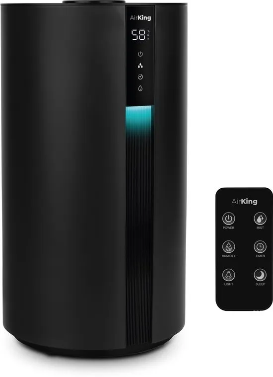 AirKing Luchtbevochtiger - Humidifier Zwart - Bevochtiger huiskamer slaapkamer - Topfill - 3.5 Liter - Hygrometer - Aroma