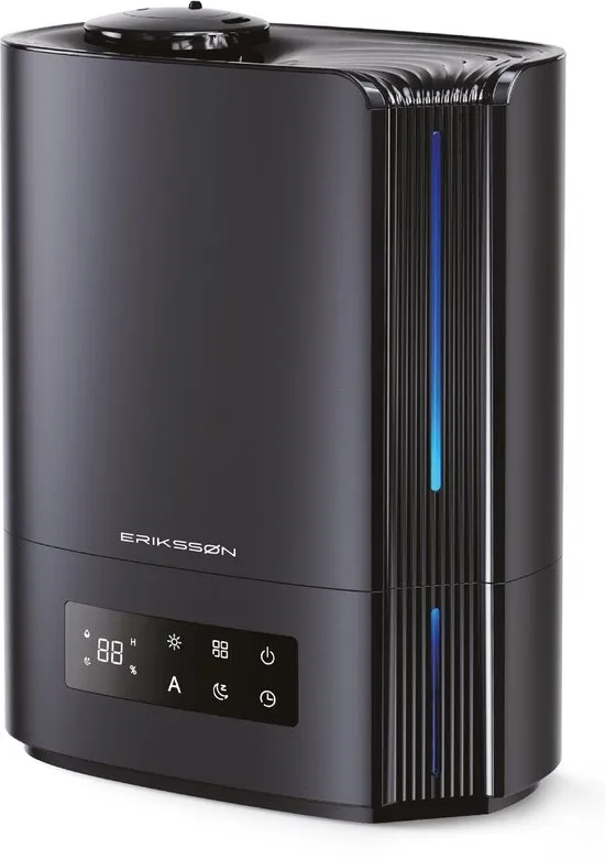 Erikssøn Luchtbevochtiger Hydra Comfort - 6 Liter - Geschikt voor Woonkamer, Kantoor, Slaapkamer, Babykamer - Met Aromatherapie - Zwart
