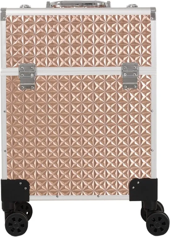 Guardian Beauty Nagel Beautycase met 8 wellen - Aluminium -Make-up Trolley & Koffer - Cosmetica Organizer - Goud - Kapper, Make-up, en Tattoo Artiest