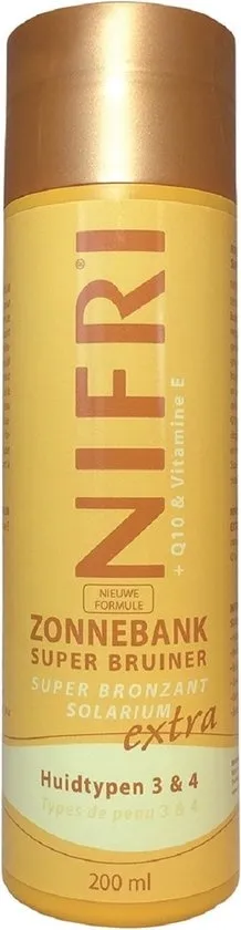 Nifri - zonnebankcrème - super bruiner - extra huidtype 3 & 4 - hydraterend en verzorgend - voor gezicht en lichaam - 200ml