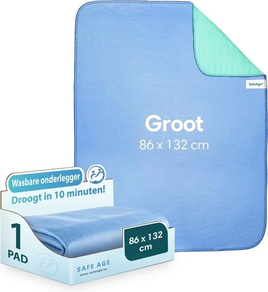 Safe Age® wasbare incontinentie onderleggers voor volwassenen, huisdieren en kinderen - matrasbeschermer - anti slip - Groot