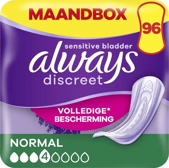 Always Discreet Verband Voor Urineverlies Dames Normal 96 Verbanden - Maandbox