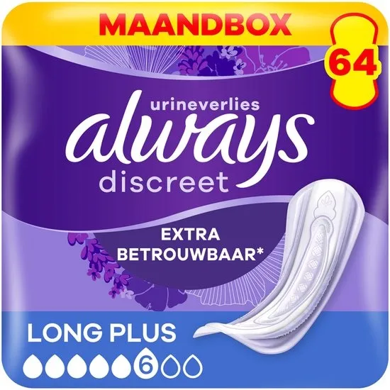 Always Discreet Verband Voor Urineverlies Dames Long Plus - 64 Verbanden