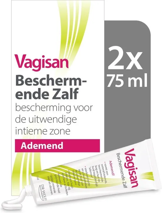 Vagisan Beschermende Zalf 2X 75ml | Ademende Bescherming voor de Uitwendige Intieme Zone | Dagelijkse Vaginale Gezondheid en Intieme Hygiëne