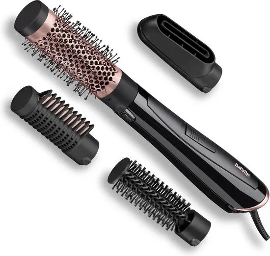 BaByliss Perfect Finish Föhnborstel AS126E - Multistyler met 4 opzetstukken - Ionisch - Keramische Coating - Glad en Glanzend Resultaat - 1000W Airstyler - Krulborstel