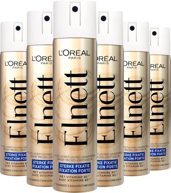 L'Oréal Elnett - Sterke Fixatie Haarspray - Houdt het kapsel in model - Geeft een zijdezacht gevoel - 6x 400ml