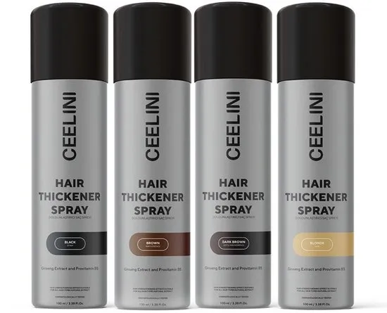Ceelini Haarverdikker spray - Hair fiber spray - Haarvezels - Ook als uitgroeispray - Alternatief voor volume poeder en volume spray - Direct vollere uitstraling - Snelle oplossing voor dunne haren en kale plekken - Kleur zwart 100 ml