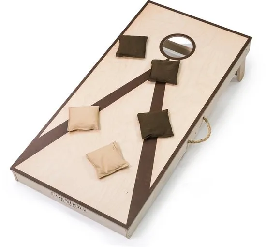 Cornhole – Enkel Wedstrijdset – 120 x 60 cm – Pine/Birchwood – Inclusief 2 x 4 Zakjes en Draagtas – Outdoor Gooispel voor Training en Spelplezier – Engelhart
