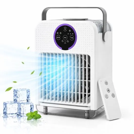 DreamGoods Aircooler - Verkoelen Met Water of IJs - 3-in-1 Luchtkoeler - Koelen, Ventileren & Bevochtigen - 700ML Watertank - Aircooler met Koelelementen - Air Cooler - Ventilateur - Mobiele Airco - Mini Airco zonder Afvoerslang - Koelventilator