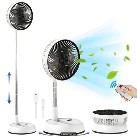 Statiefventilator - Zomerkoeling - Staande ventilator - Verkoeling woonkamer - Slaapkamer ventilator - Hittegolf oplossing - Verstelbare ventilator - Ventilator met afstandsbediening - Stille ventilator - Draaibare kop - Frisse lucht in huis - Ventil