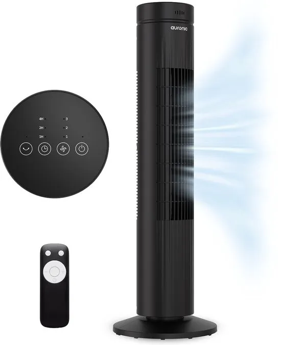 Auronic Torenventilator - Met Afstandsbediening en Timer - Ventilator - 60° Oscillatie - 76 cm - Zwart