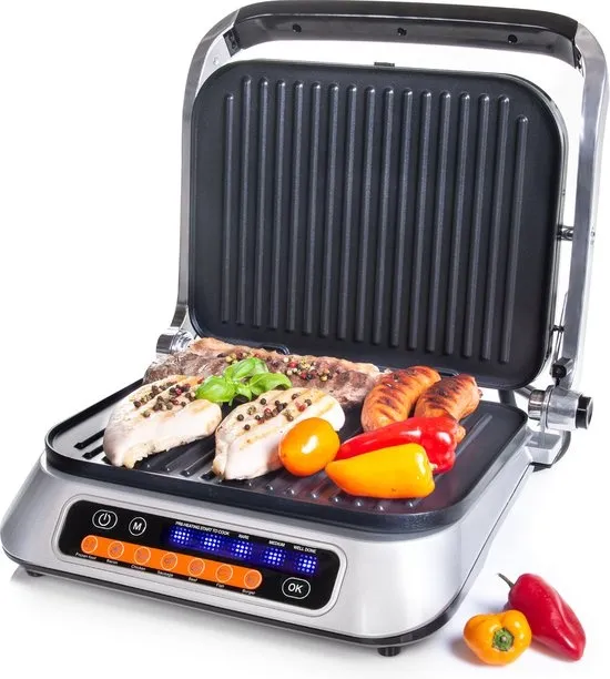 TZS First Austria Contactgrill - 2100 W - Tosti apparaat - Grill - Panini Grill - RVS