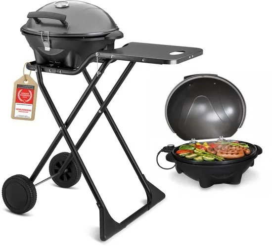 TZS First Austria Elektrische BBQ XXL - met Grillplaat - 2400 W - Grilloppervlak 44 x 33.5cm - Zwart