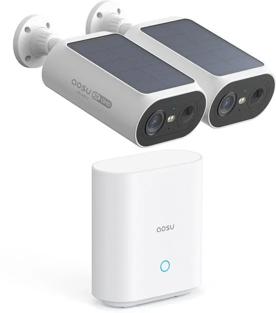AOSU SolarCam P1 SE - 2 Beveiligingscamera's met 2K Resolutie - Zonne-energie - 2-Weg Audio - AI