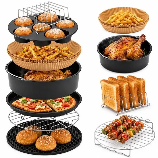Airfryer Accessoires Complete Set - Ø 20 CM - 8 delig - Vivid Green