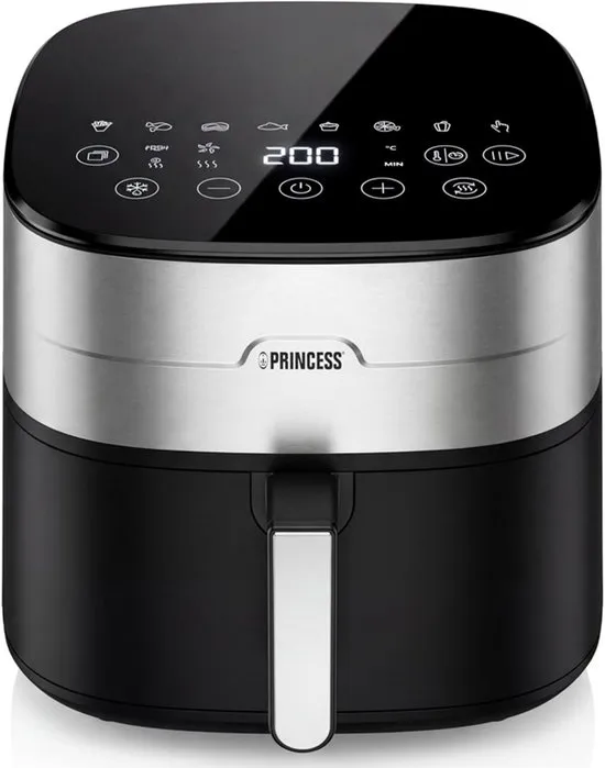 Princess 182280 Digitale Airfryer 8L - Dual heating - Dubbel verwarmingselement - 2000W - PFAS-vrij - XXL Gezinsformaat - Makkelijk schoon te maken