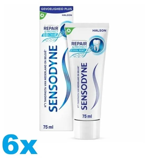 Sensodyne Tandpasta Repair & Protect Cool Mint - 6 x 75 ml - Voordeelverpakking