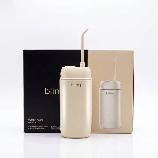 Blinq Waterflosser V3 Beige - water flosser - monddouche - elektrische flosser - mondverzorging - mondirrigator - tandenflosser - floss apparaat - 4 standen - USB C - compact - draadloos